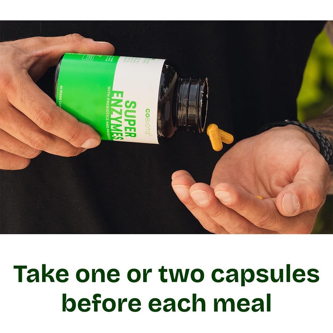 Suplemento Enzimas Digestivas GoBiotix 60 Cápsulas Veganas