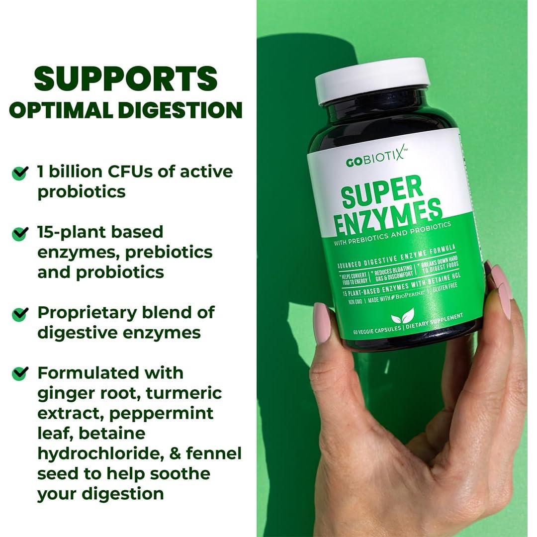 Suplemento Enzimas Digestivas GoBiotix 60 Cápsulas Veganas