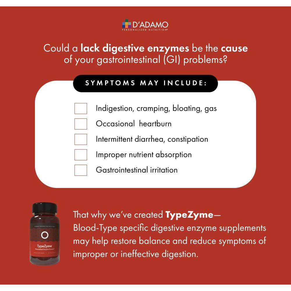 Suplemento Enzimático TypeZyme D'Adamo - Tipo de Sangre O
