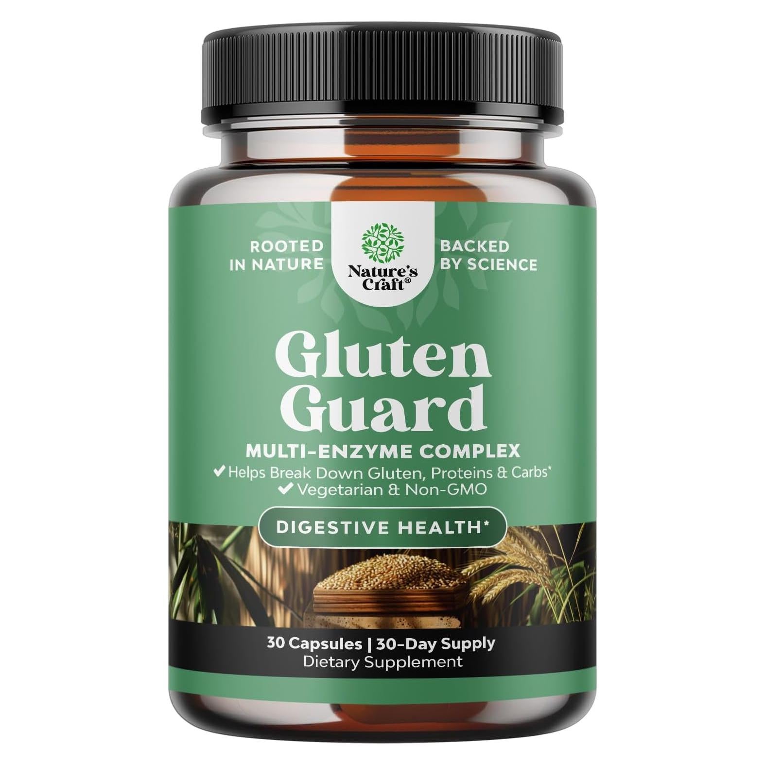 Enzimas Digestivas Rápidas Natures Craft 30 Cápsulas Gluten