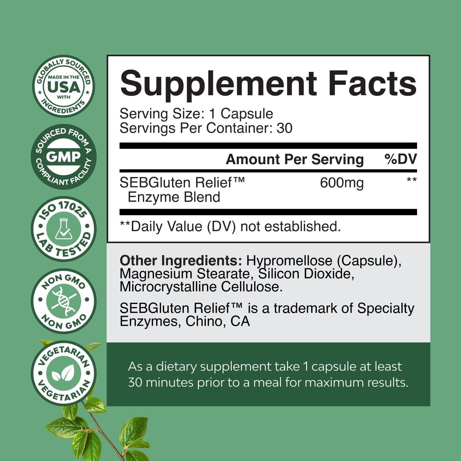 Enzimas Digestivas Rápidas Natures Craft 30 Cápsulas Gluten