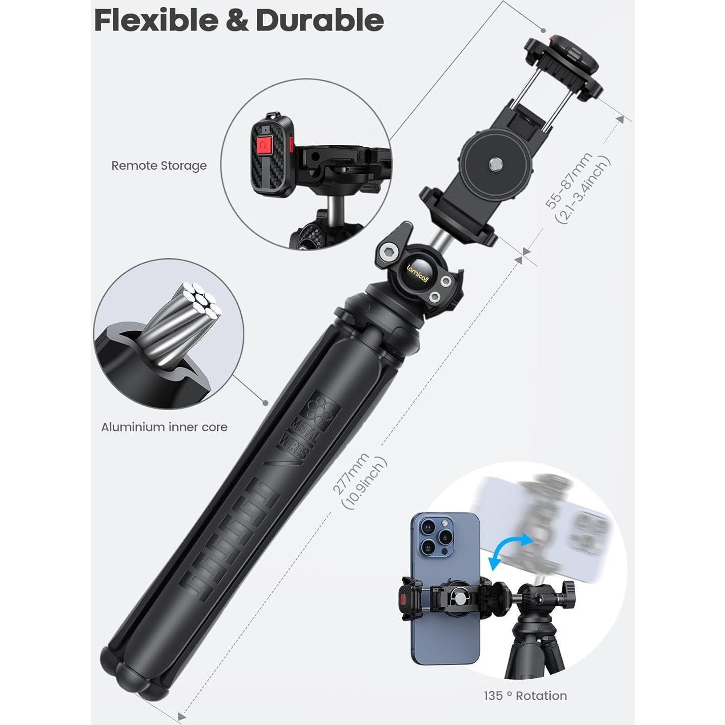 Trípode Lamicall STTP03 Flexible 3 en 1 para iPhone