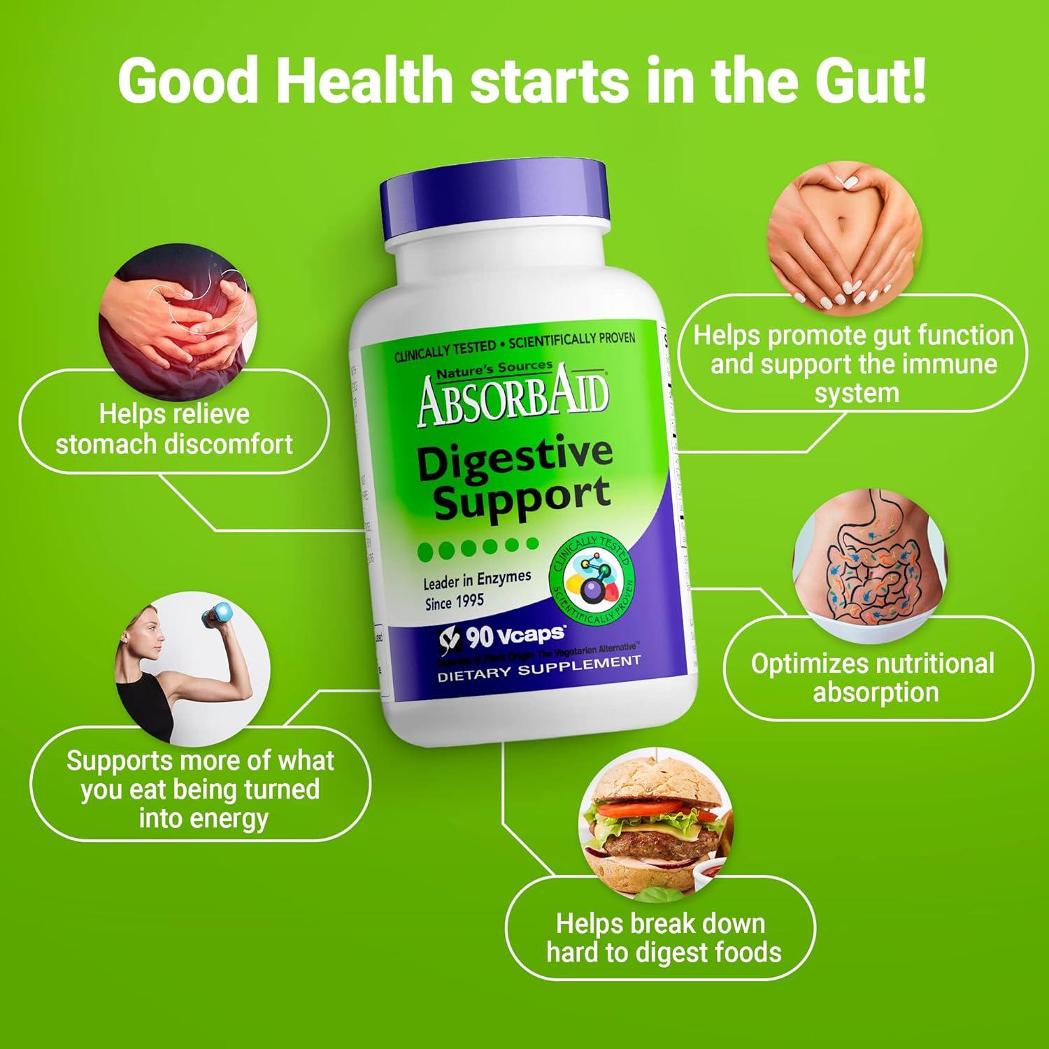 Suplemento Digestivo AbsorbAid - 90 Cápsulas Veganas