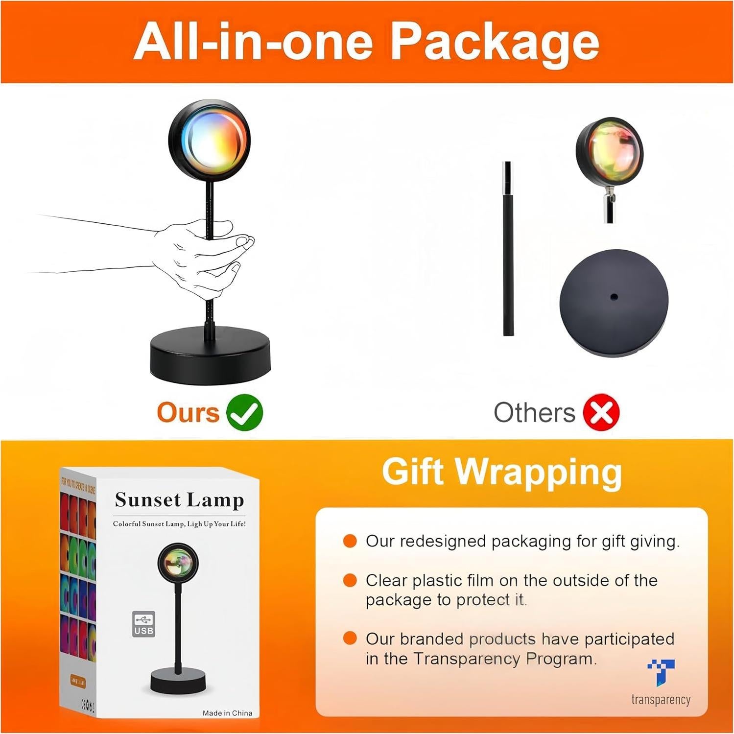 Proyector de Lámpara de Atardecer JIMEI 10W RGB 360°