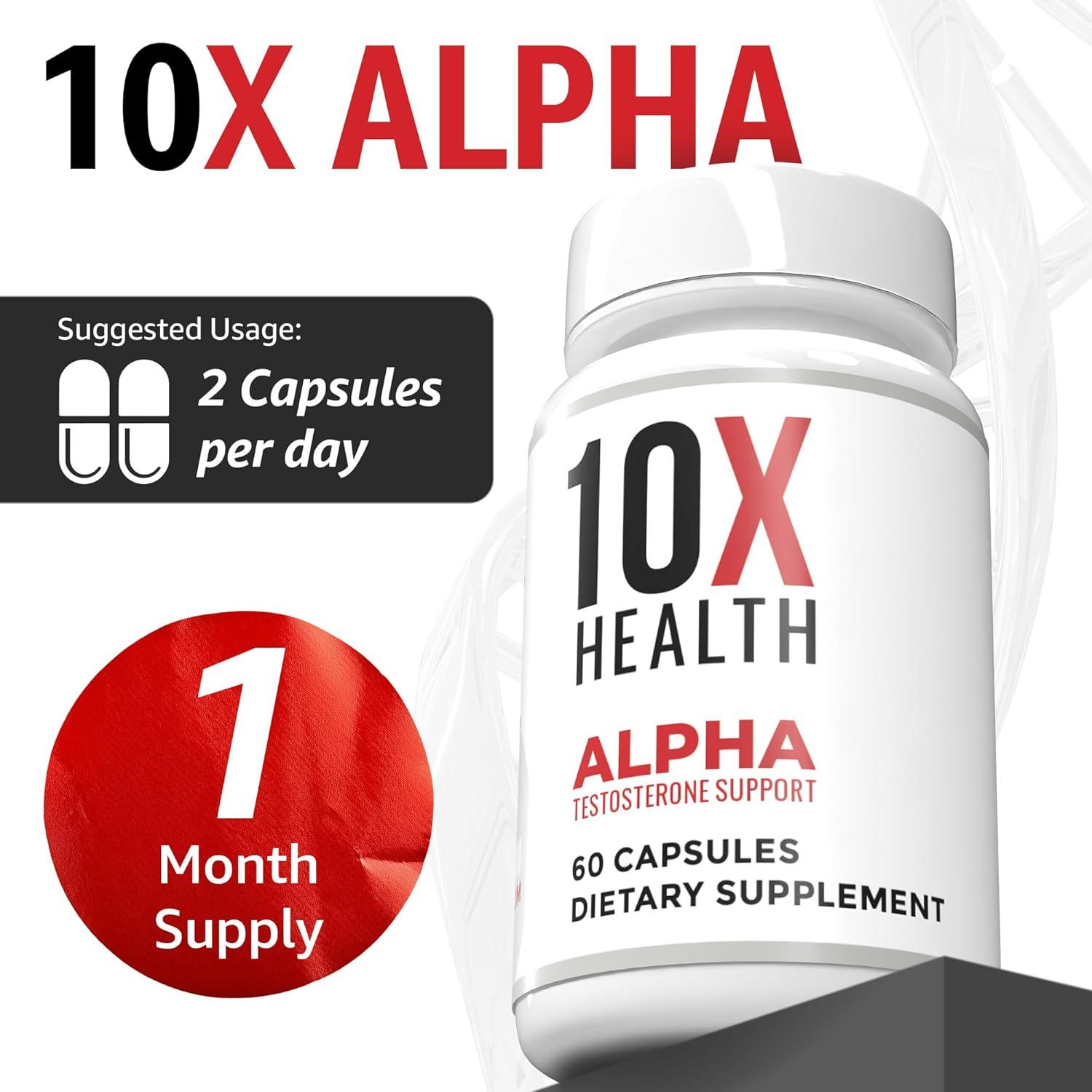 Suplemento de Testosterona Alpha 10X - 60 Cápsulas 1000mg