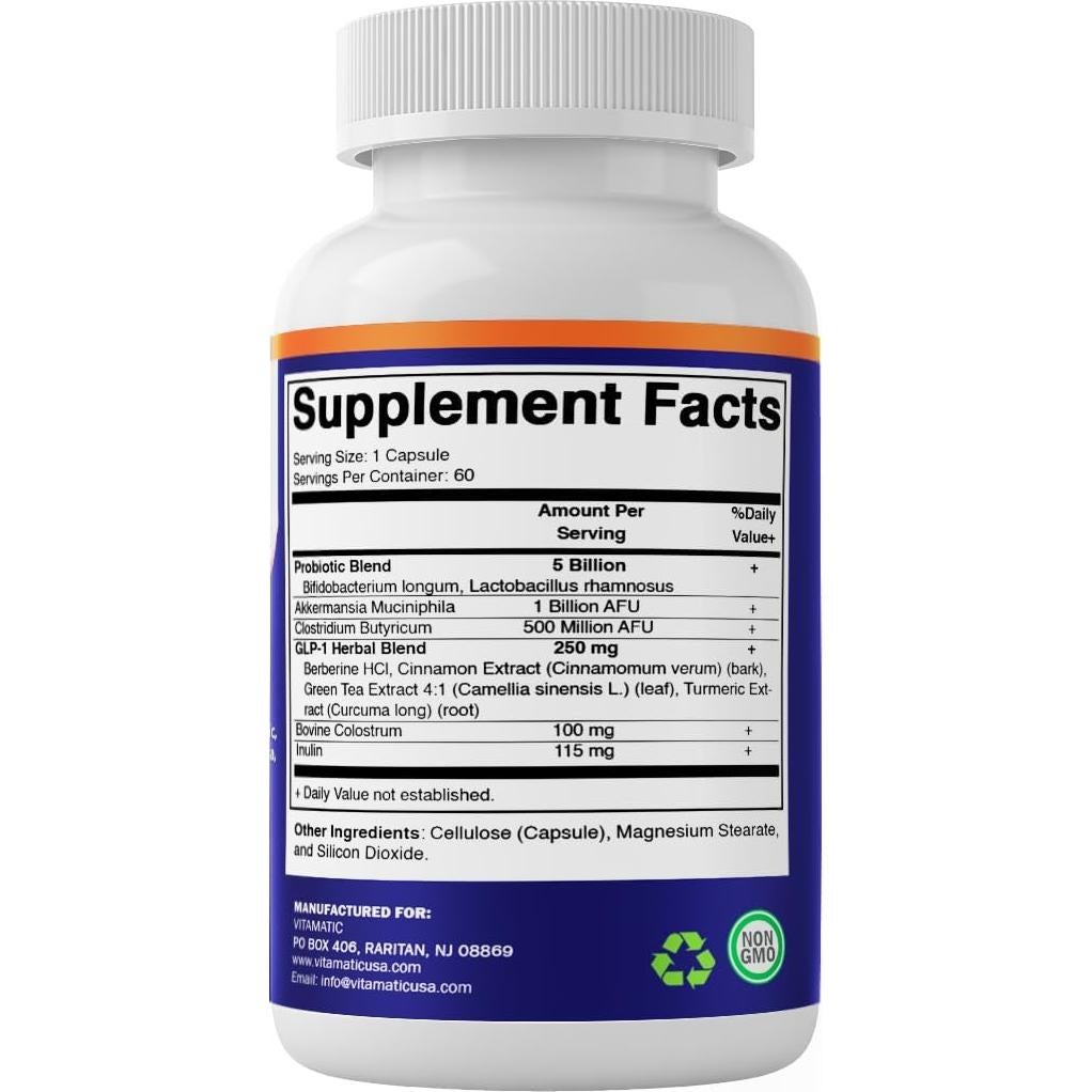Suplemento GLP-1 Vitamatic 60 Cápsulas Probioticos y Prebioticos