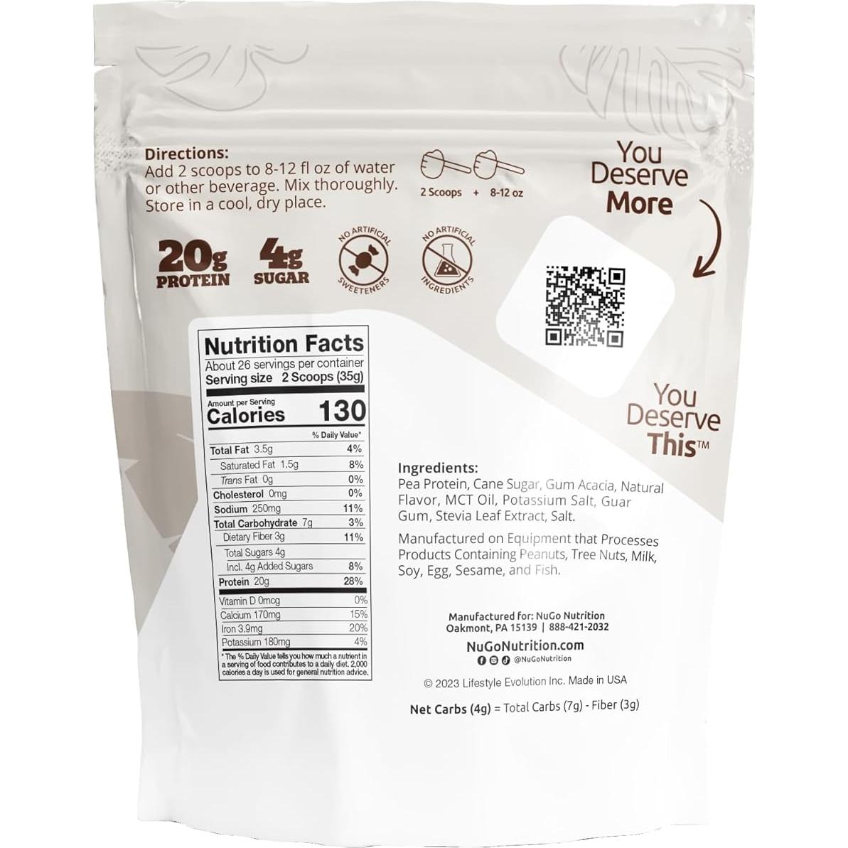 Polvo de Proteína Vegetal NuGo Vainilla 0.91 kg 20g Proteína