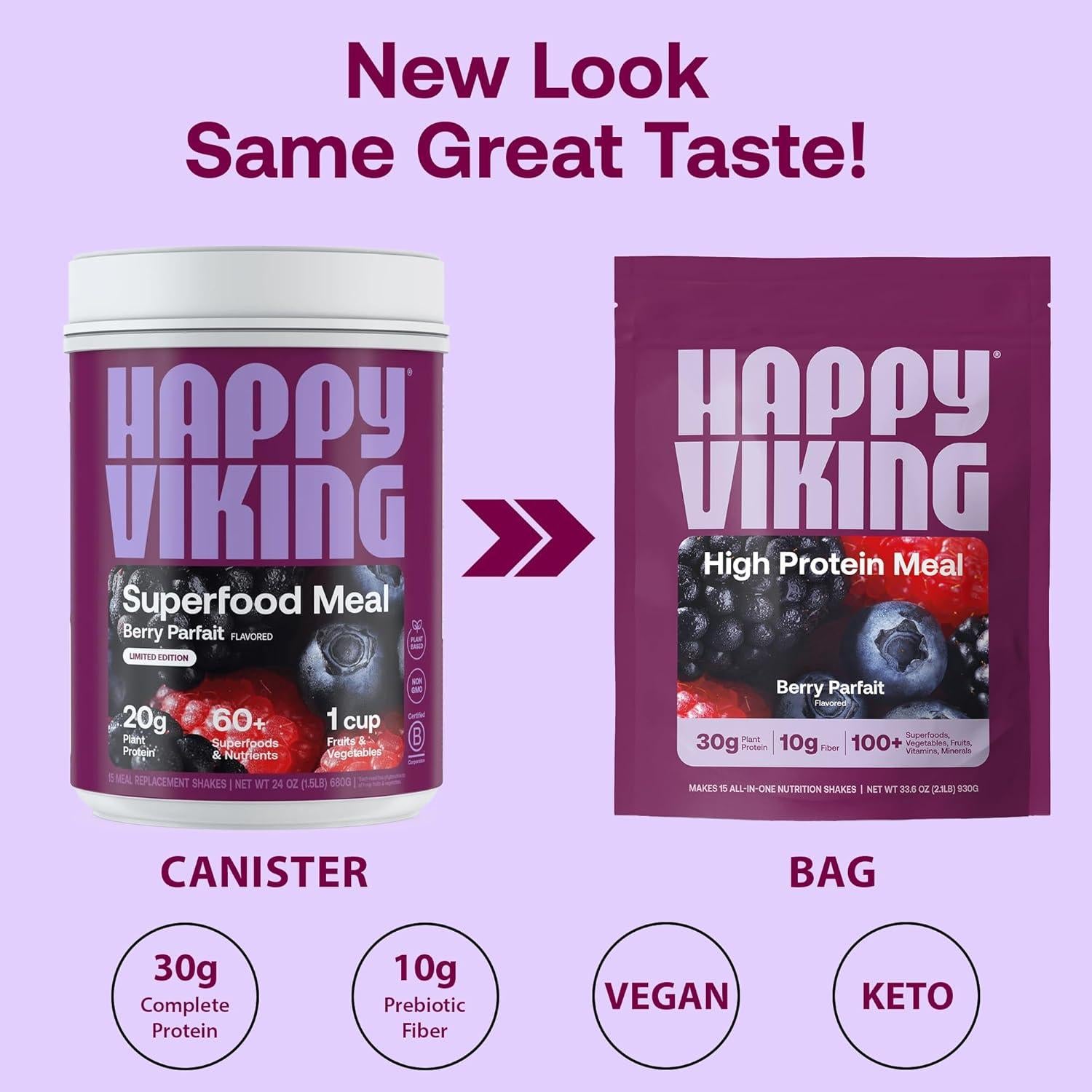 Polvo de Proteína Vegana Happy Viking Berry Parfait 30g