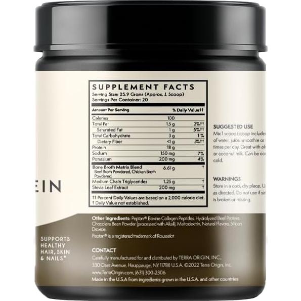 TERRA ORIGIN Polvo de Colágeno Hidrolizado Chocolate 0.54 kg