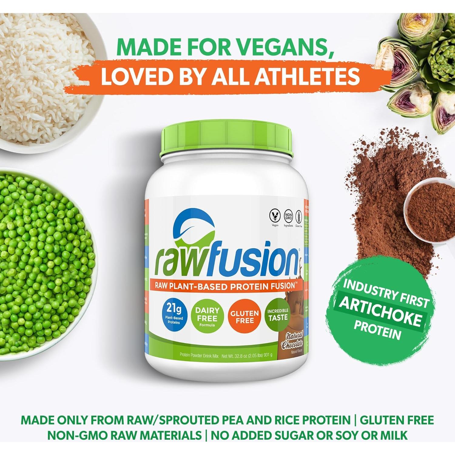 Rawfusion Proteína Vegana Chocolate Natural 0.91kg 21g Proteína