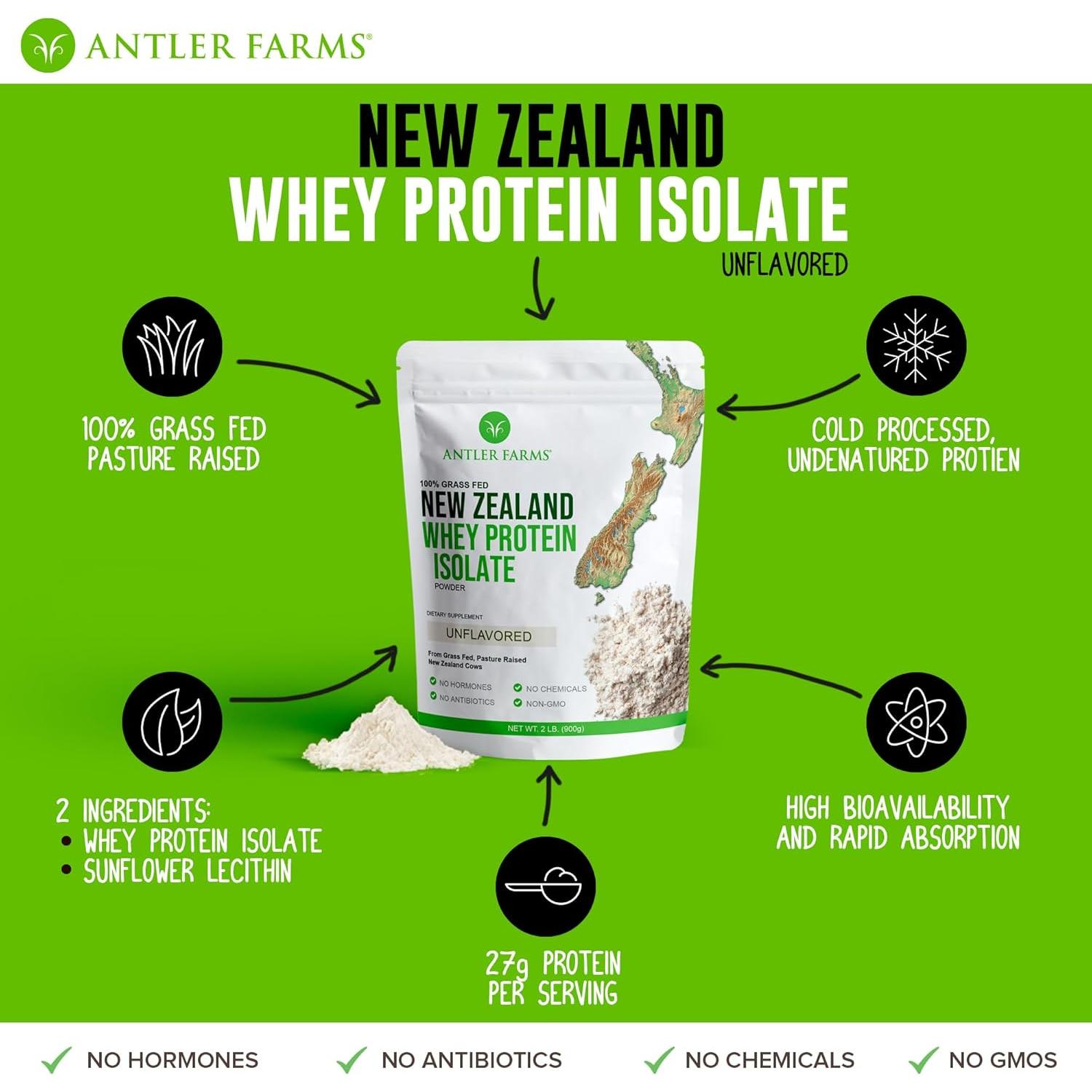 Aislado de Proteína de Suero Antler Farms 0.91 kg Sin Sabor