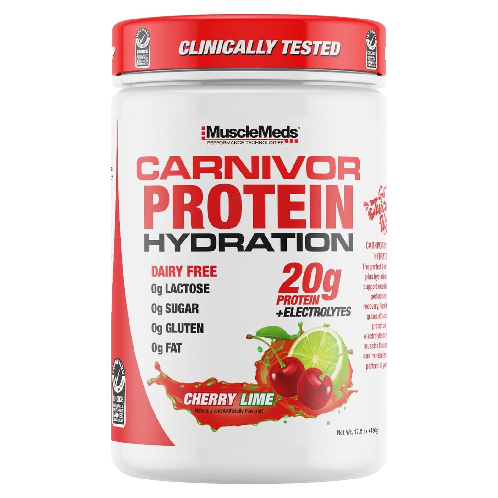 Proteína Hidratante MuscleMeds Carnivor Cereza Lima 20g