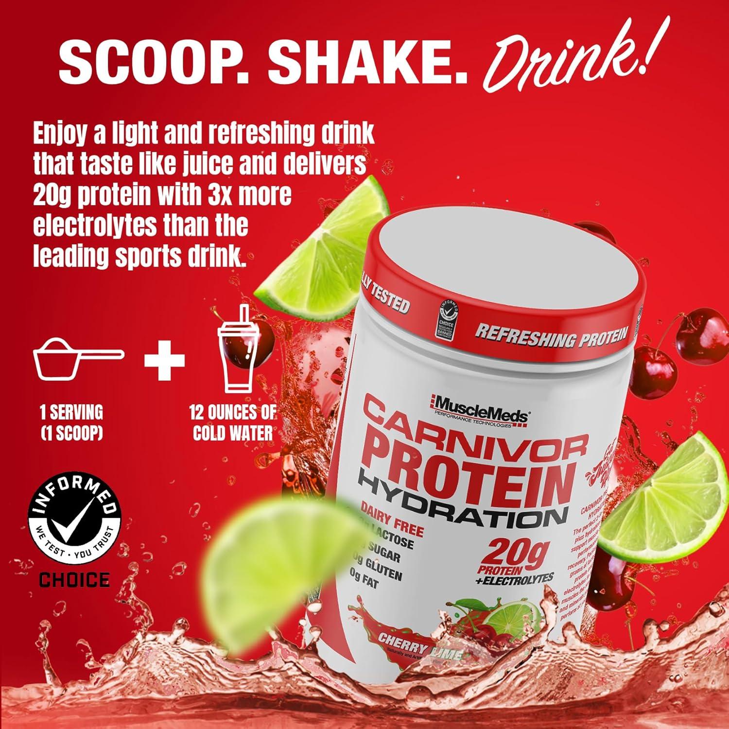 Proteína Hidratante MuscleMeds Carnivor Cereza Lima 20g