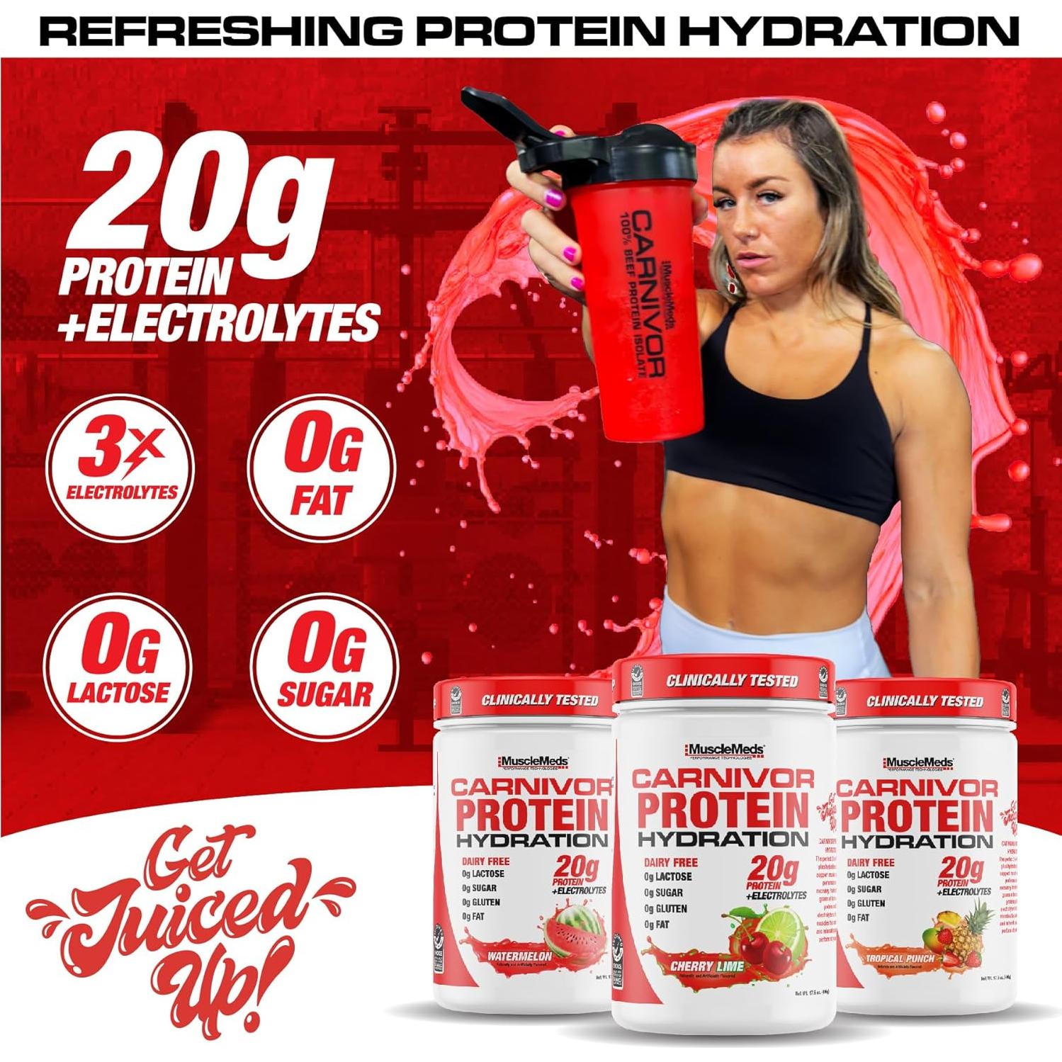 Proteína Hidratante MuscleMeds Carnivor Cereza Lima 20g