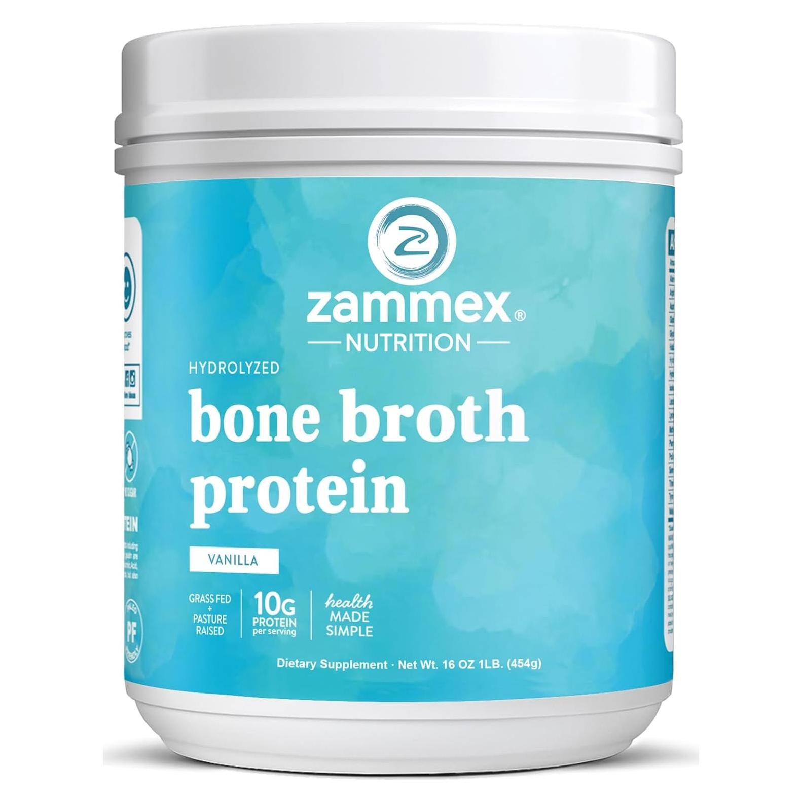 Zammex Polvo de Proteína de Caldo de Huesos Vainilla 450g