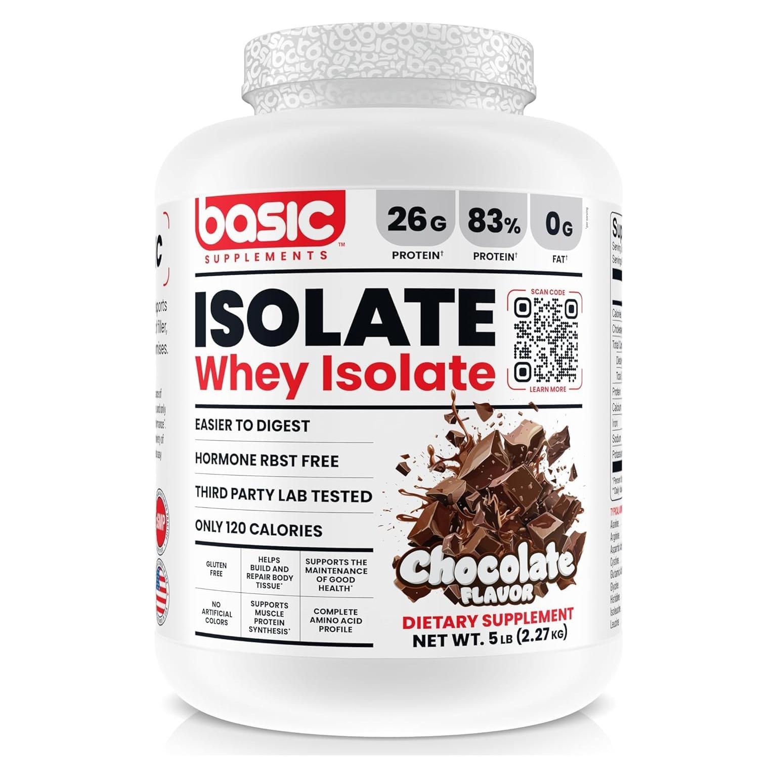 Aislado de Proteína de Suero Básico Chocolate 2.27kg 26g Proteína