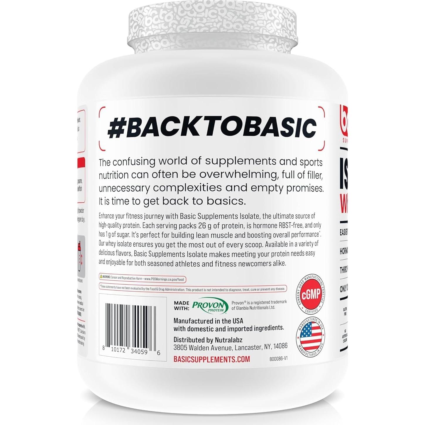 Aislado de Proteína de Suero Básico Chocolate 2.27kg 26g Proteína