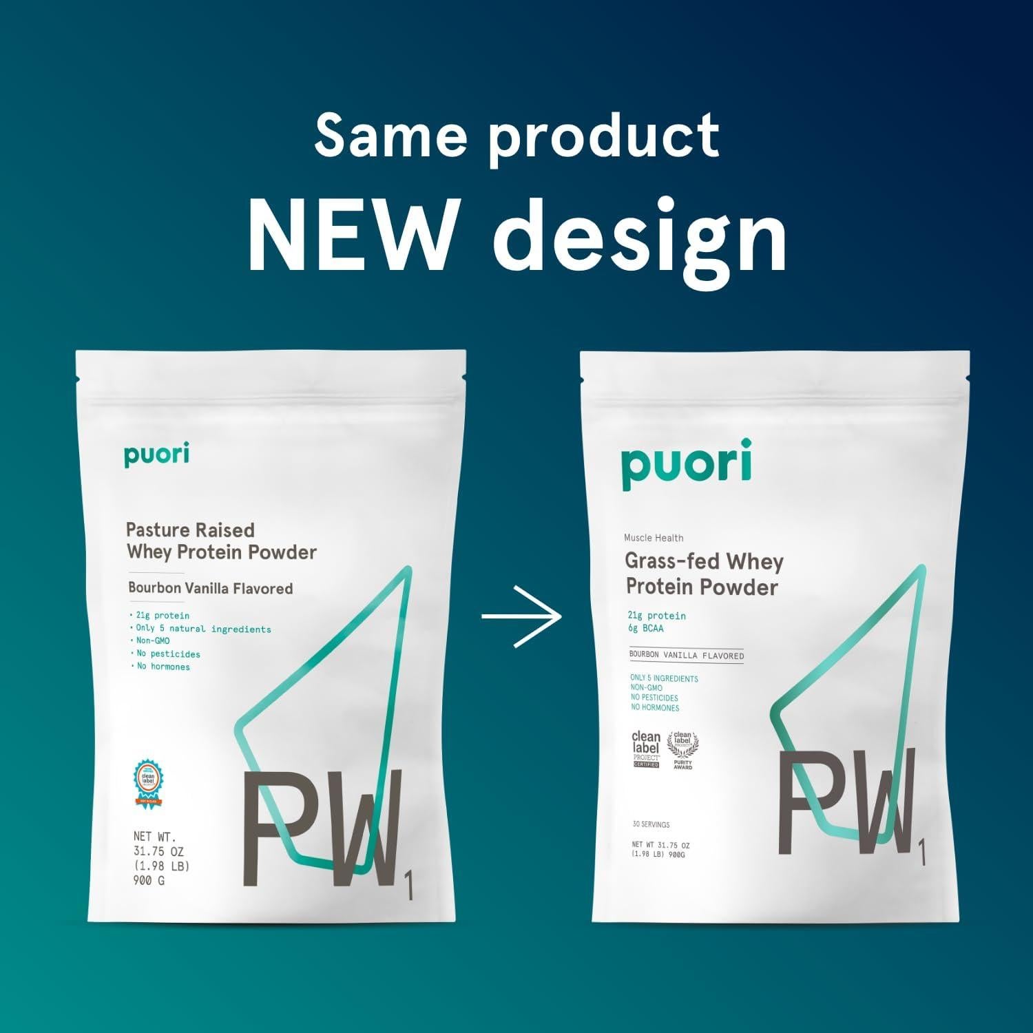 Puori PW1 Proteína de Suero Vainilla 0.9 kg - Sin Aditivos