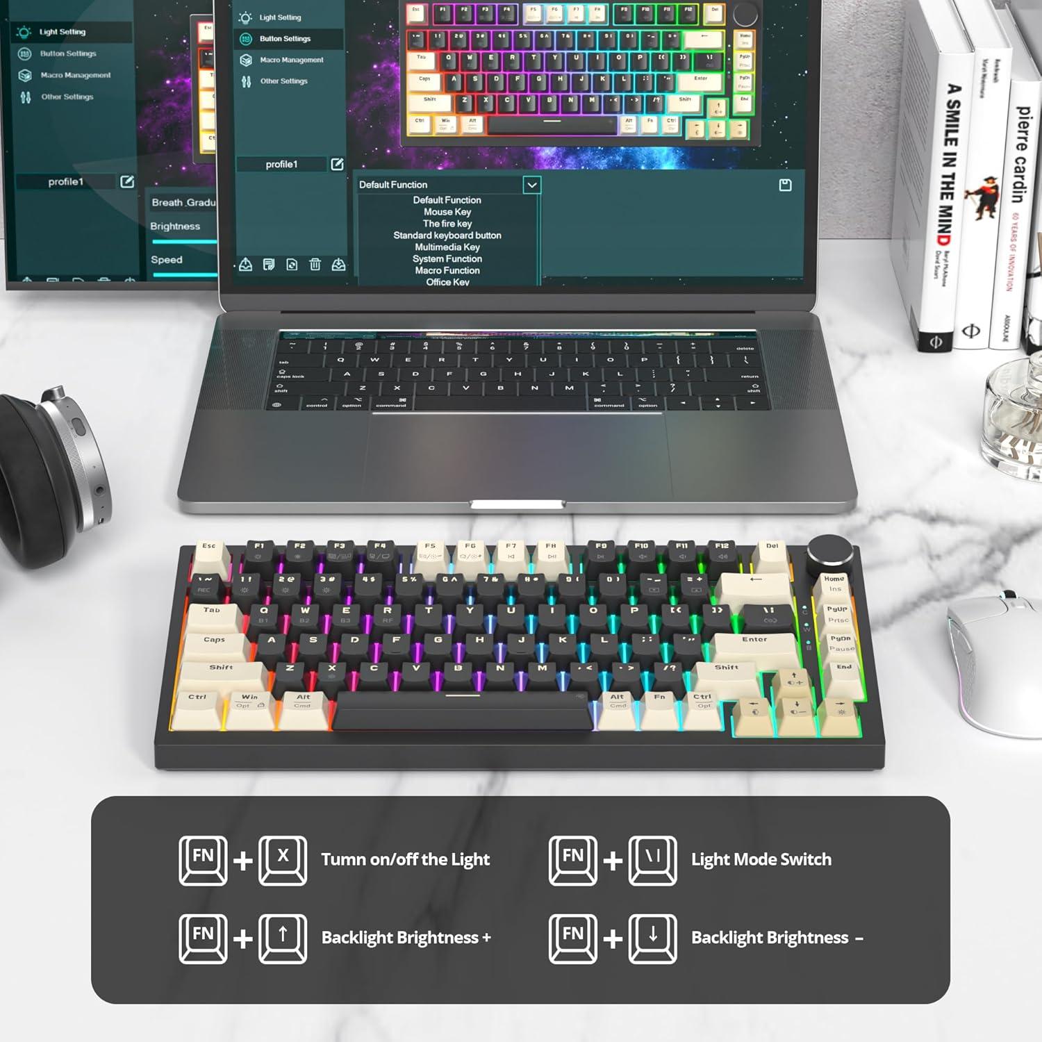 Teclado Mecánico Inalámbrico iRoboosta 75% RGB 82 Negro