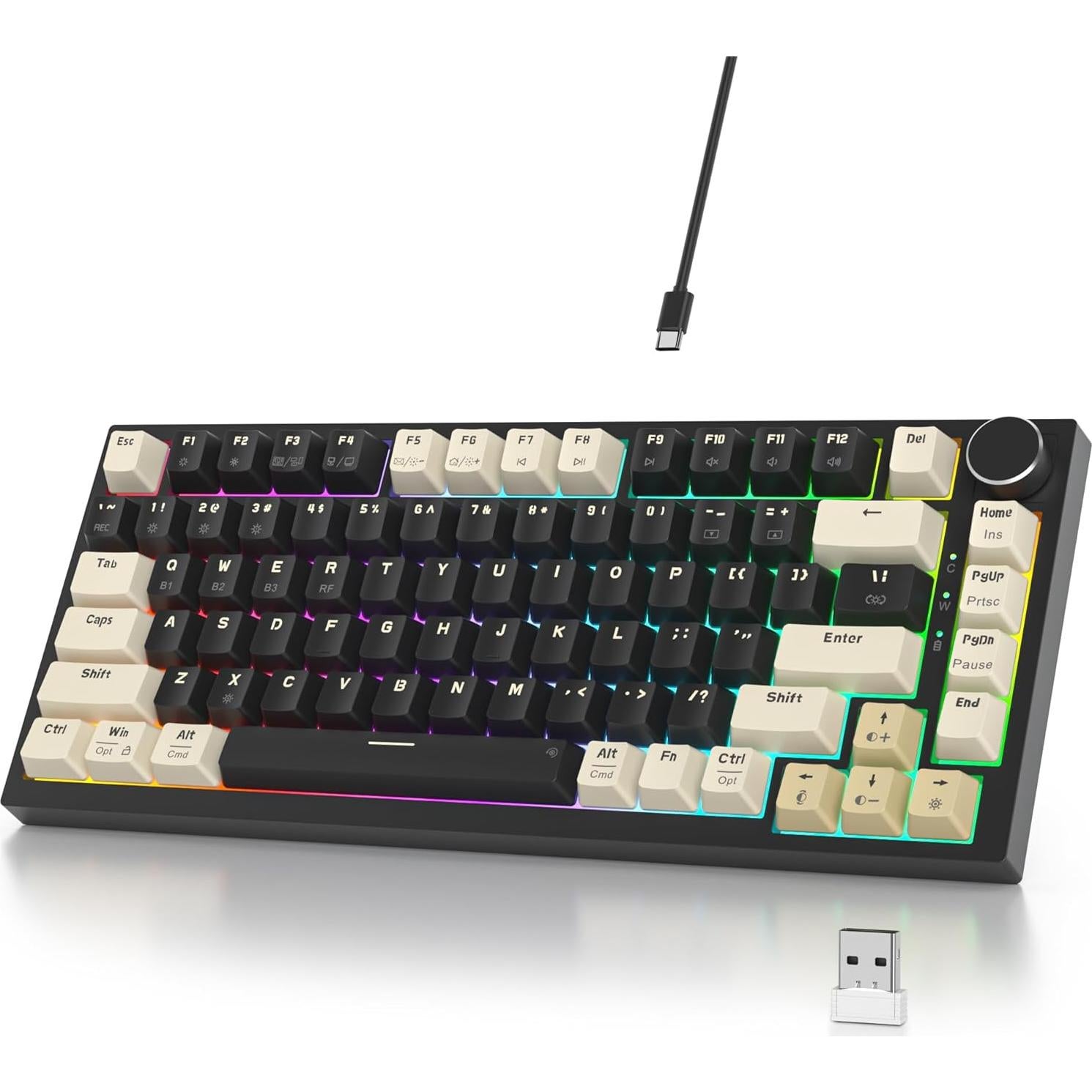 Teclado Mecánico Inalámbrico iRoboosta 75% RGB 82 Negro