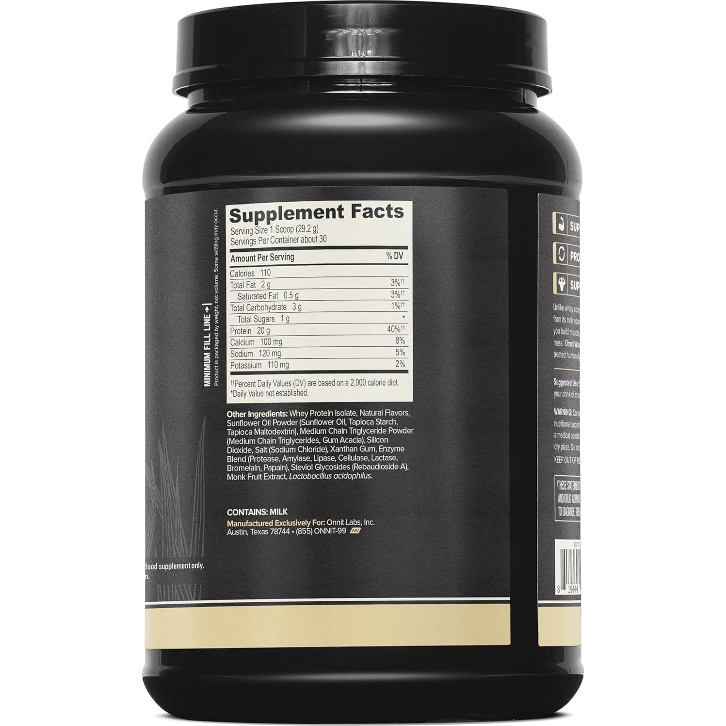 Proteína en Polvo Aislada de Suero ONNIT Vainilla 869 g