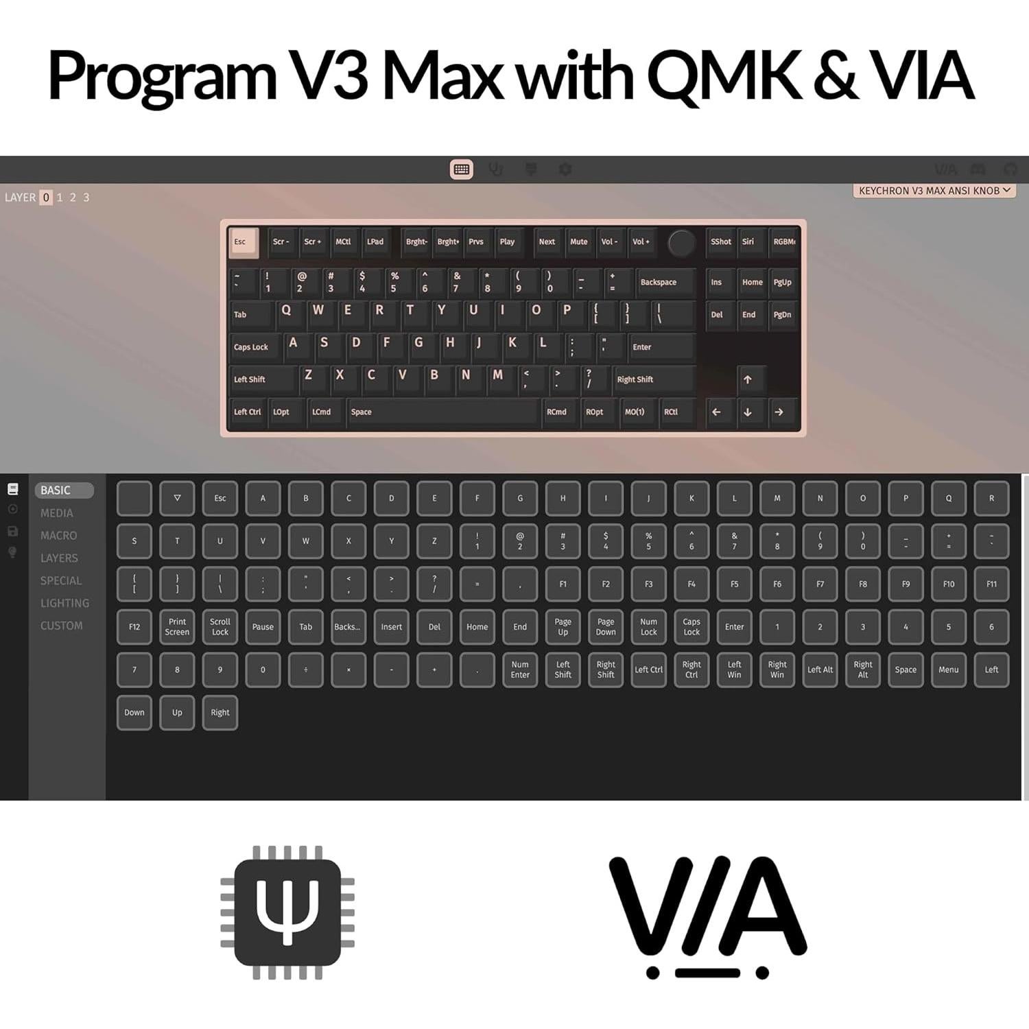 Teclado Mecánico Inalámbrico Keychron V3 Max TKL RGB 87 Teclas