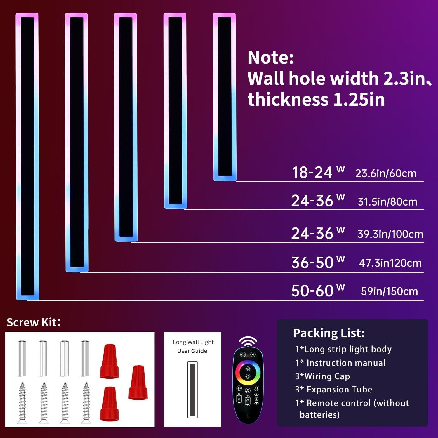 Lámpara de Pared Exterior Mikeru 119 cm RGB Dimmable