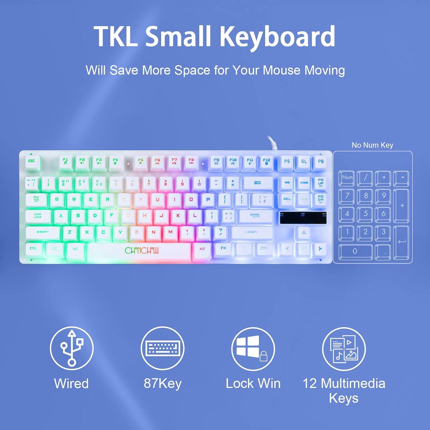 Teclado y Ratón Gaming CHONCHOW TKL 87 Teclas LED 3200DPI