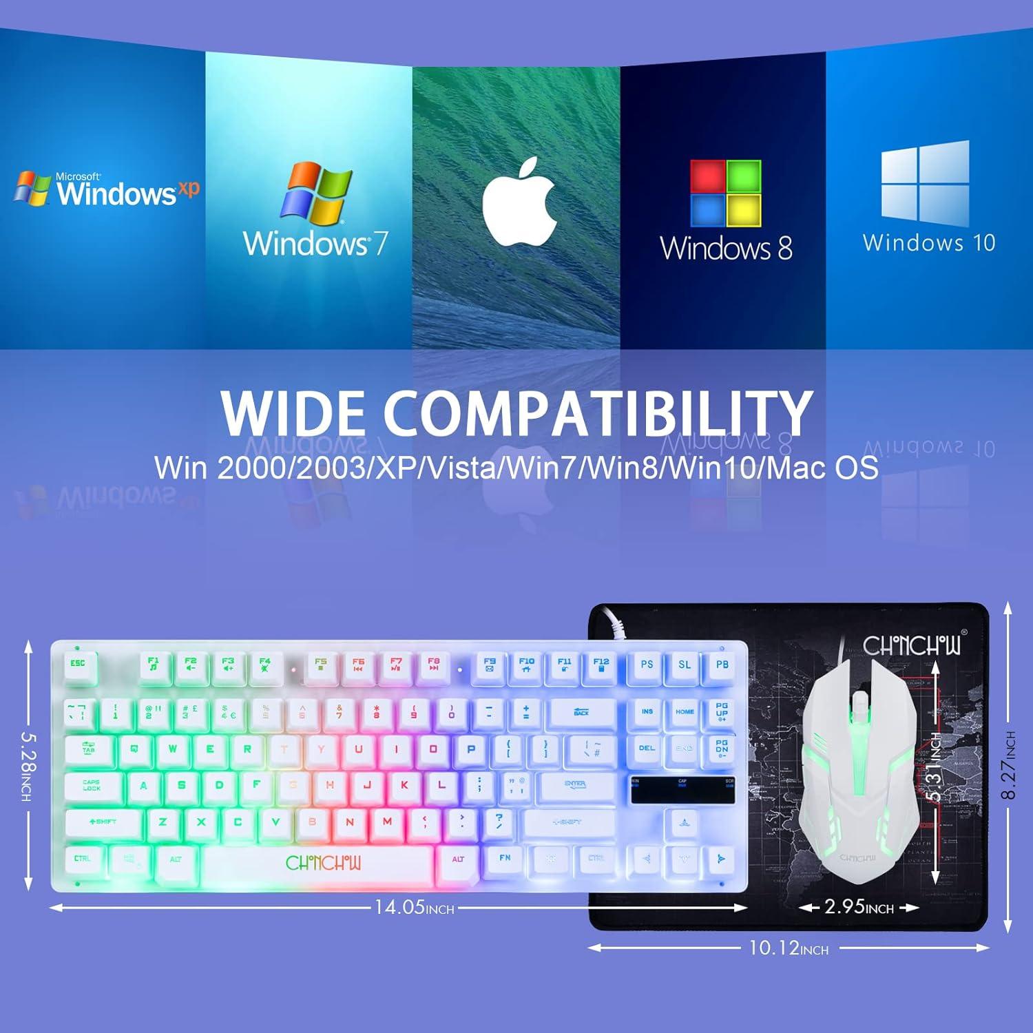 Teclado y Ratón Gaming CHONCHOW TKL 87 Teclas LED 3200DPI