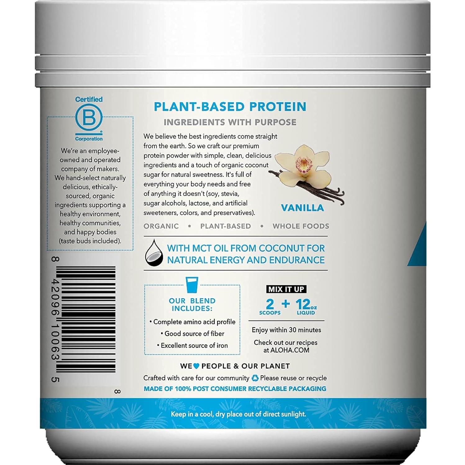 Polvo de Proteína Orgánica Aloha Vainilla 555 g Vegano