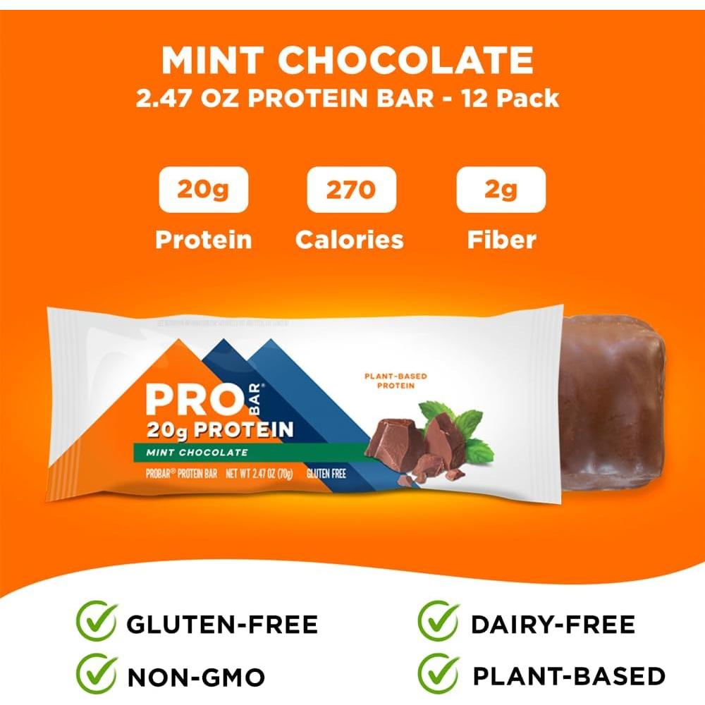 Barra de Proteína Probar Chocolate con Menta 20g 12 Unidades
