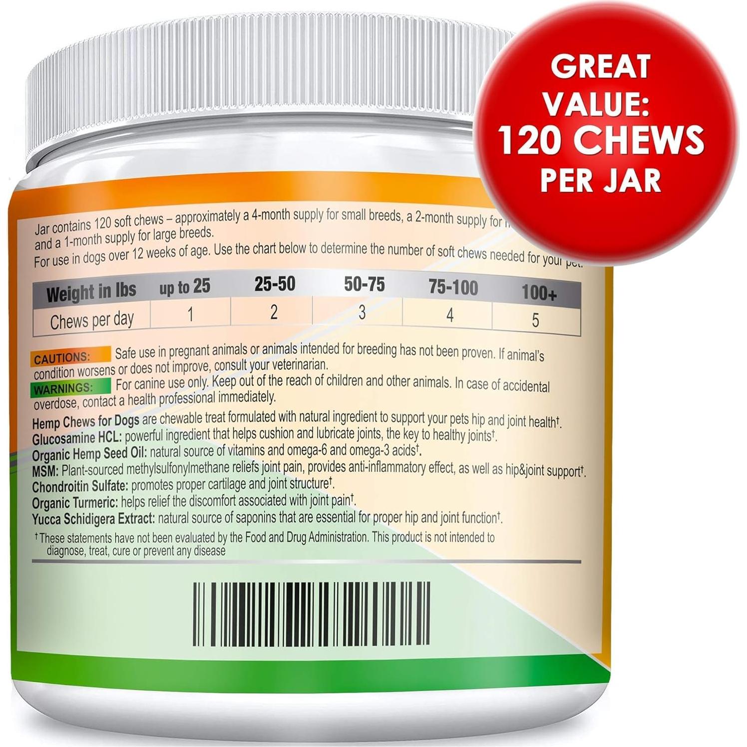 Suplemento de Cánamo para Articulaciones Perros - 240 Masticables