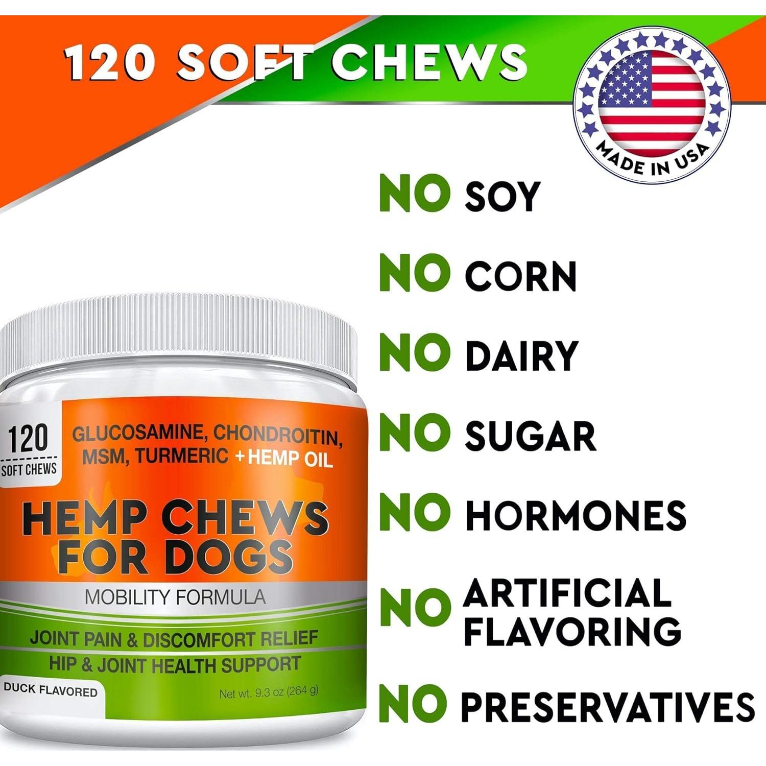 Suplemento de Cánamo para Articulaciones Perros - 240 Masticables