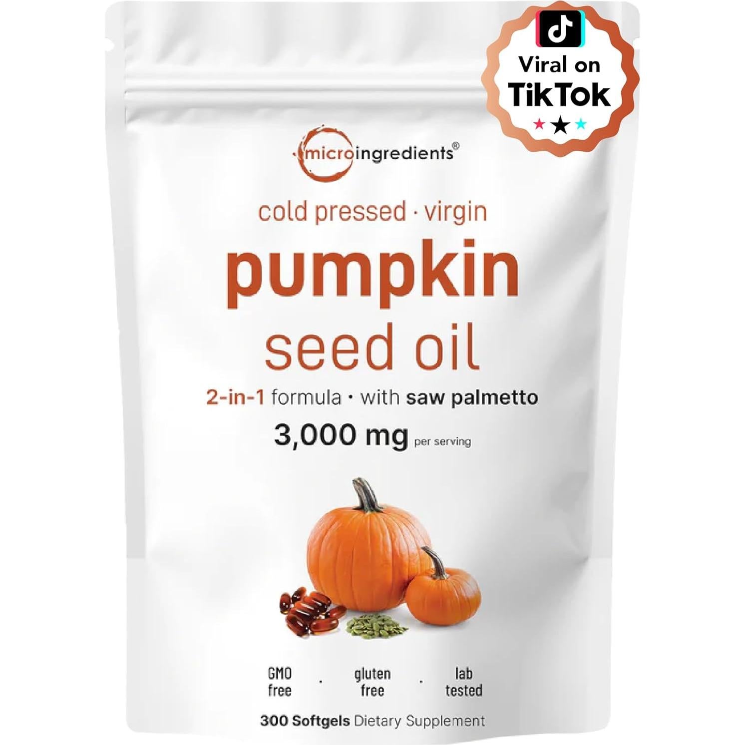 Aceite de Semilla de Calabaza Micro Ingredients 3000mg 300 Cápsulas