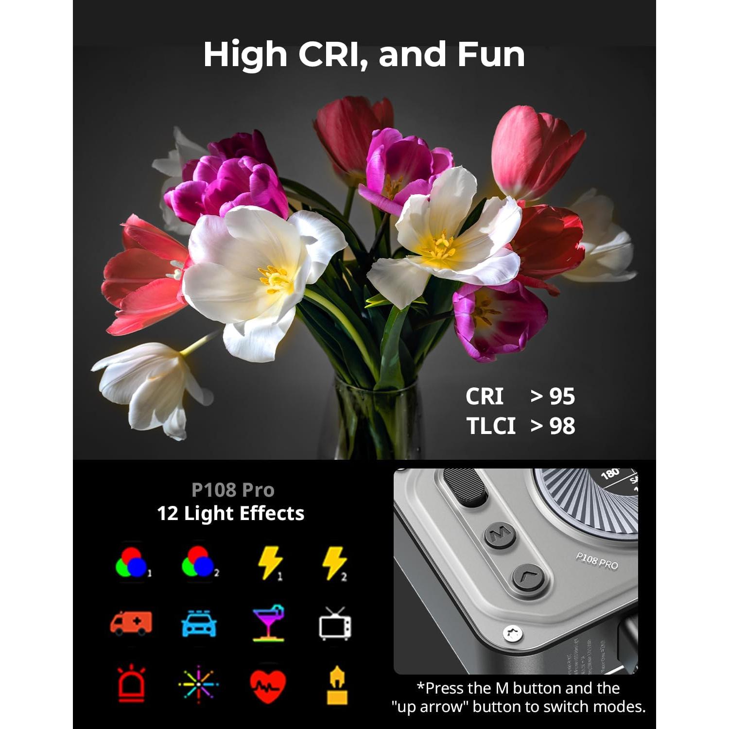 Luz LED RGB SmallRig Vibe P108 Pro 2500-6500K 12 Efectos