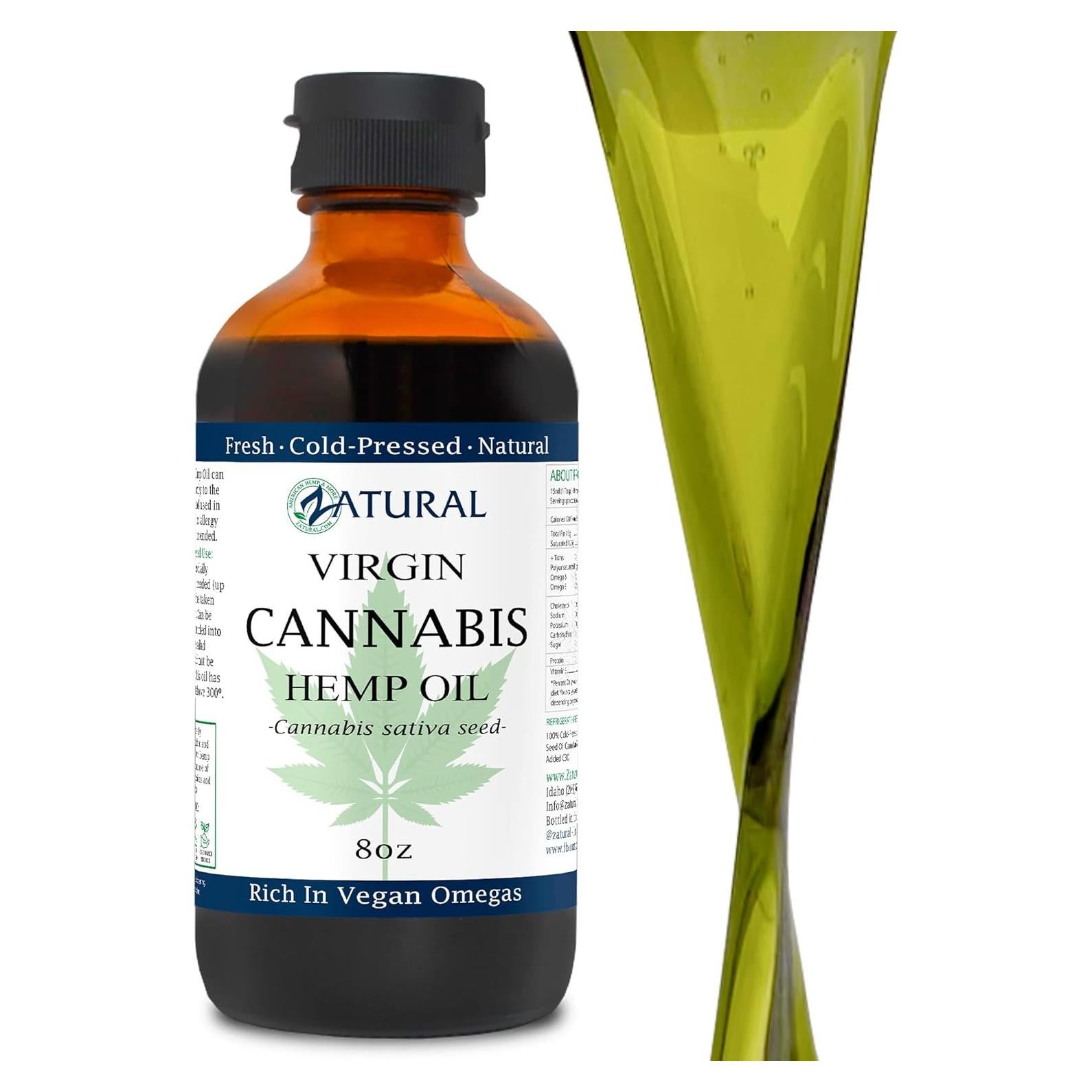 Aceite de Cañamo Zatural 227ml 100% Puro Prensado en Frío