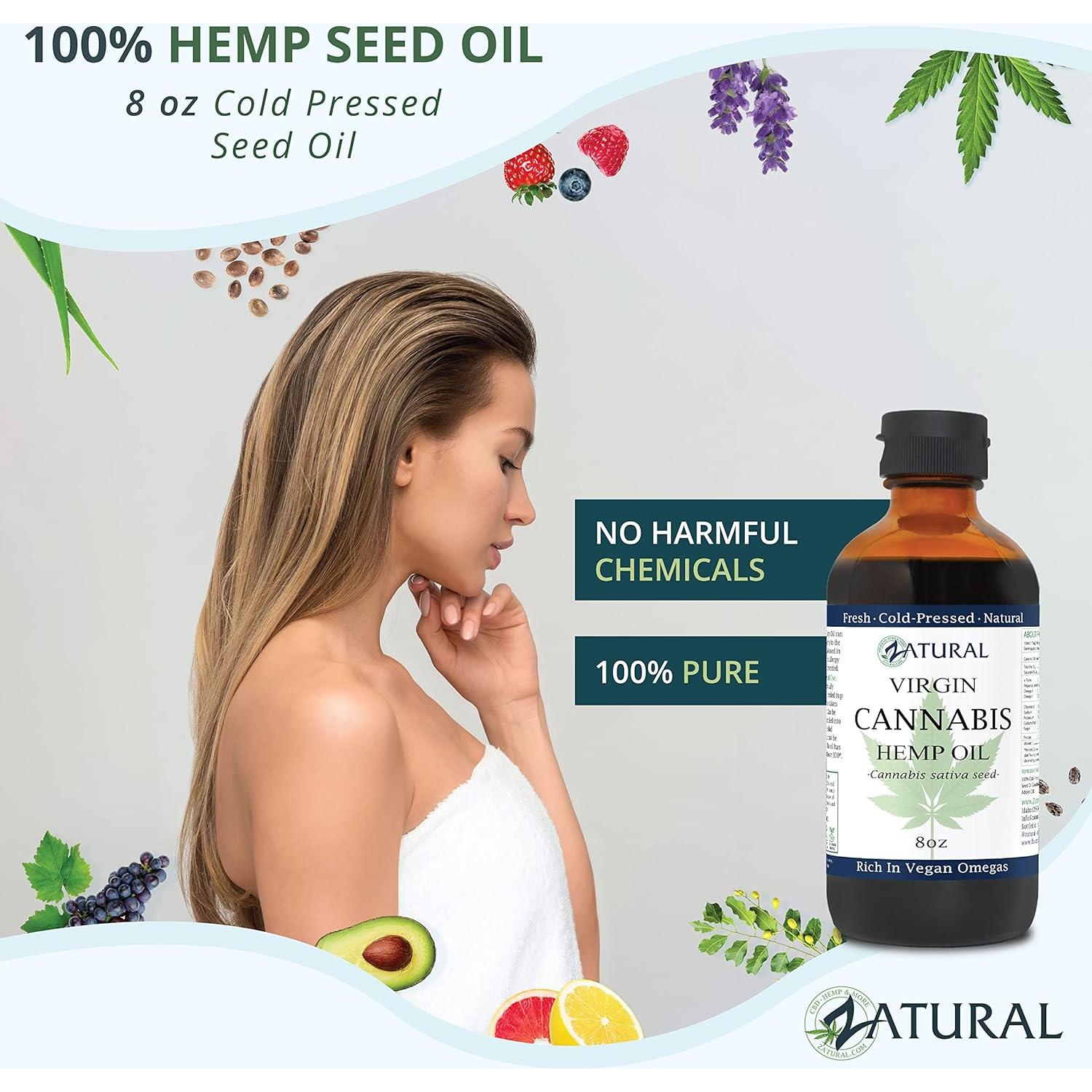 Aceite de Cañamo Zatural 227ml 100% Puro Prensado en Frío