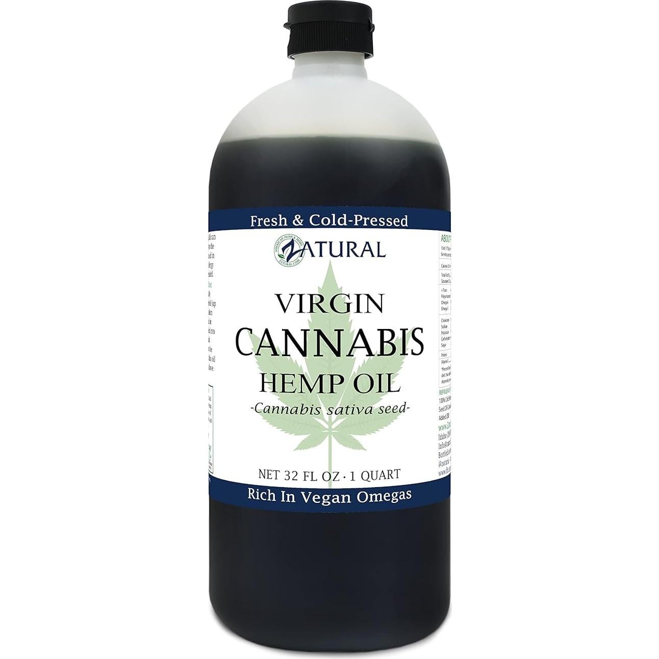 Aceite de Cáñamo Zatural 100% Puro 946ml Omega 3 y 6