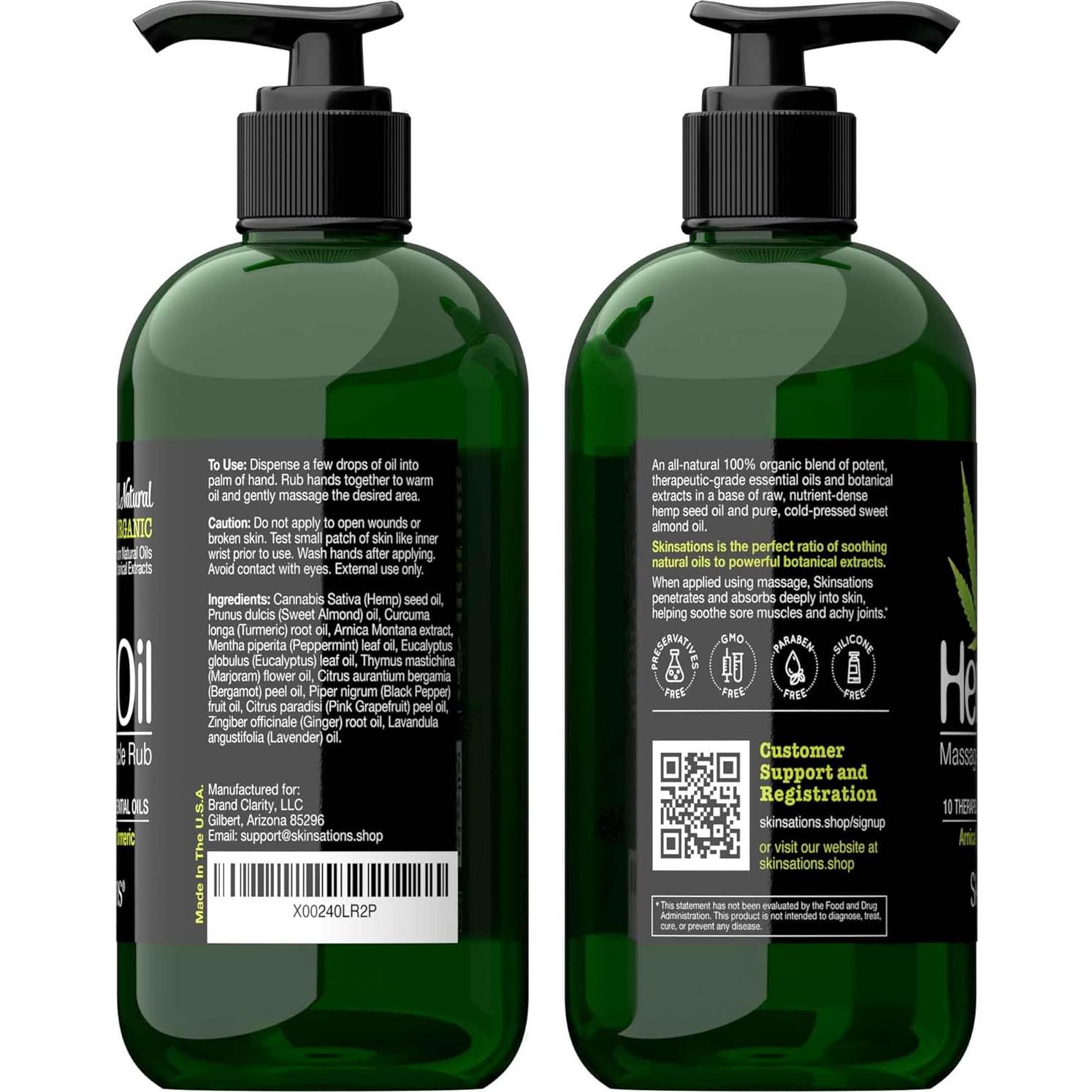 Aceite de Masaje Skinsations 100% Orgánico 258g - Alivio Muscular