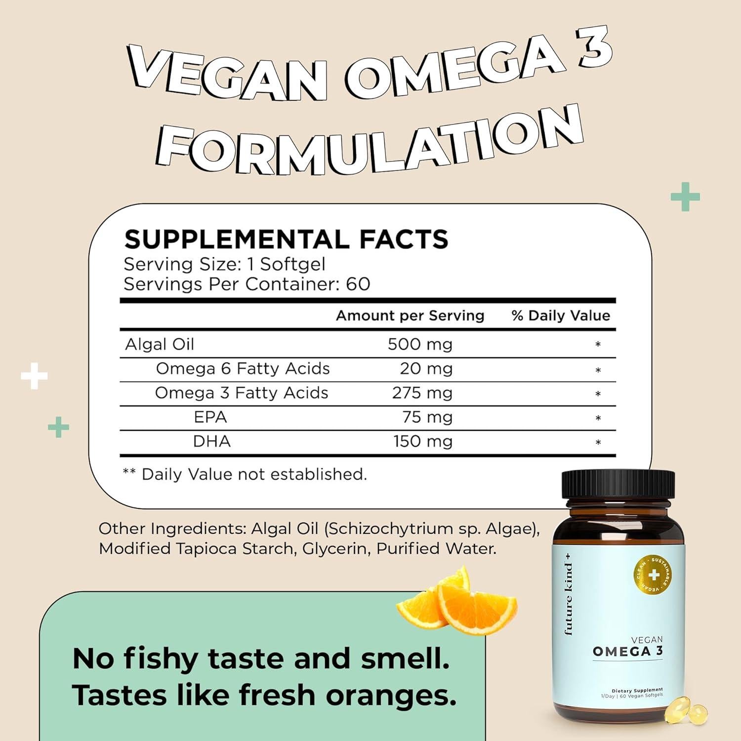 Suplemento Vegano Omega 3 Future Kind - 2 Meses - DHA y EPA