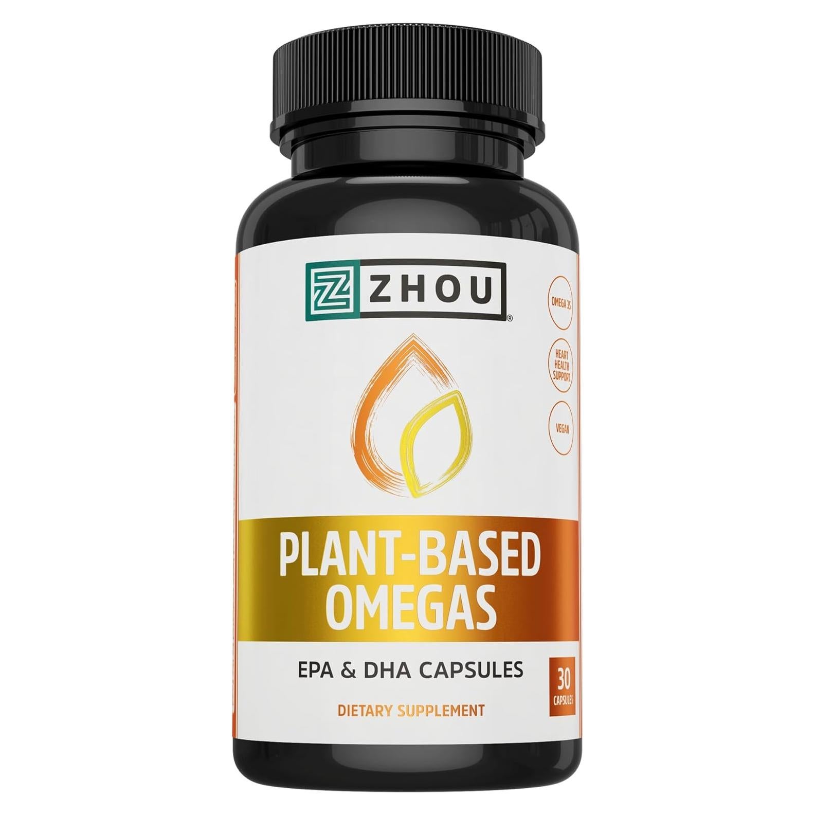 Suplemento Vegano Omega 3 Zhou - 30 Cápsulas de Algas EPA DHA