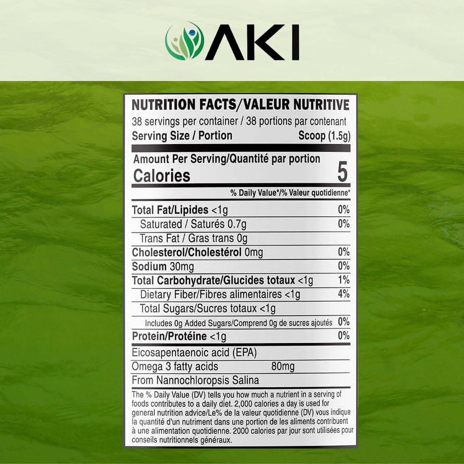 Polvo de Fitoplancton Marino AKI - Omega 3 Vegano 57g