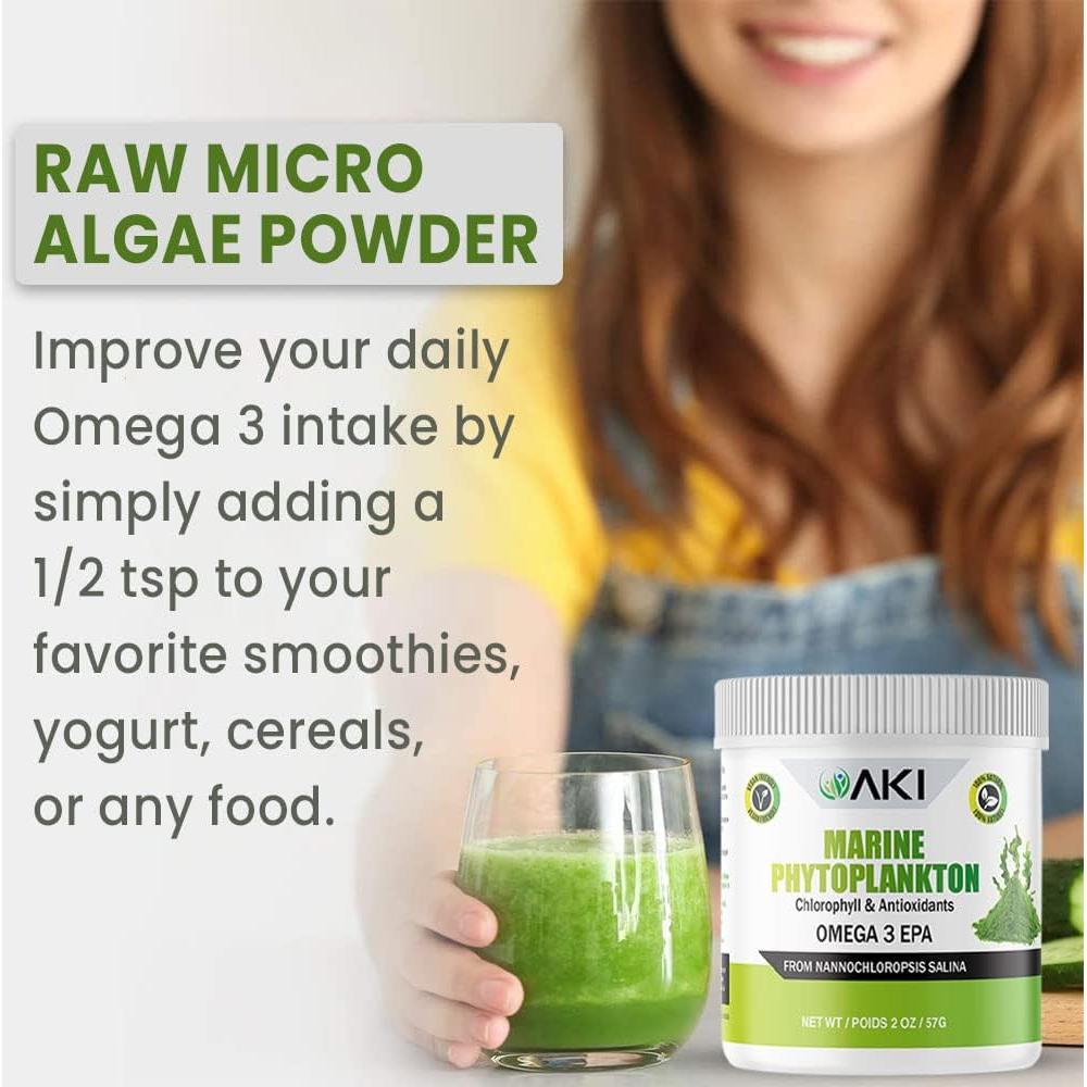 Polvo de Fitoplancton Marino AKI - Omega 3 Vegano 57g