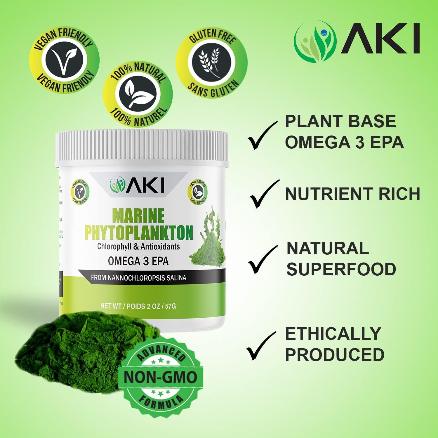 Polvo de Fitoplancton Marino AKI - Omega 3 Vegano 57g