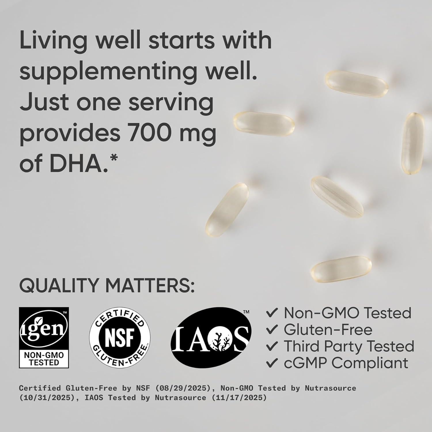 Suplemento Prenatal DHA Vegano Sports Research 700mg 90 Cápsulas