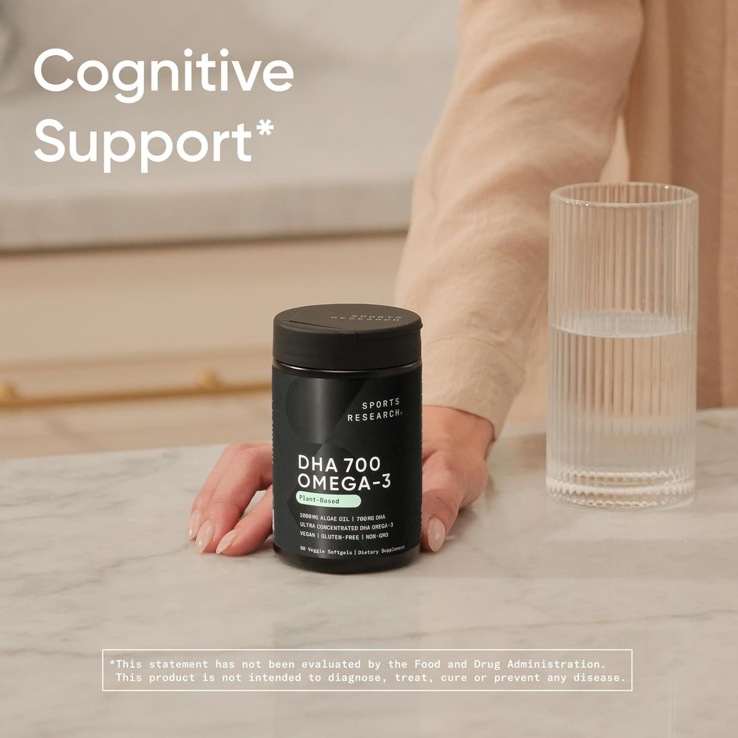 Suplemento Prenatal DHA Vegano Sports Research 700mg 90 Cápsulas