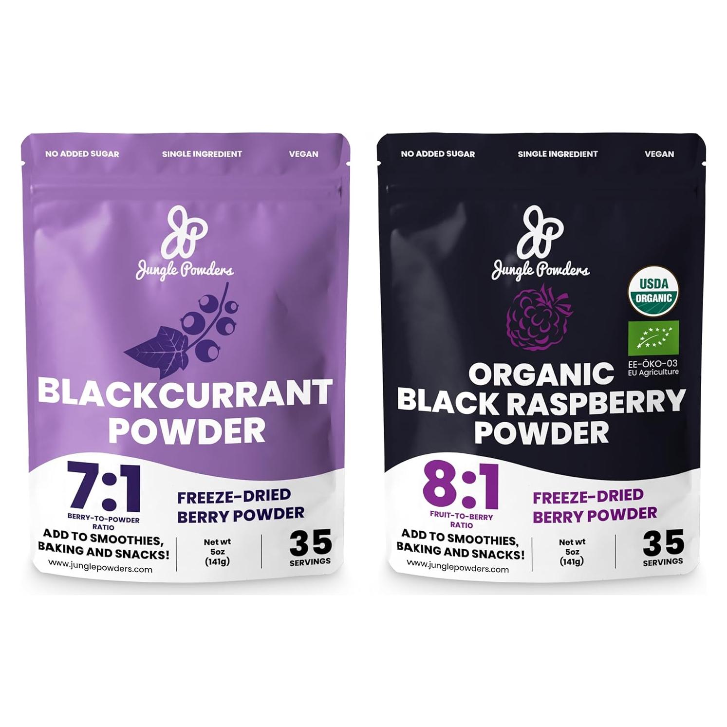 Paquete de 283g de Sirope de Grosella Negra y Frambuesa Negra Orgánica Jungle Powders