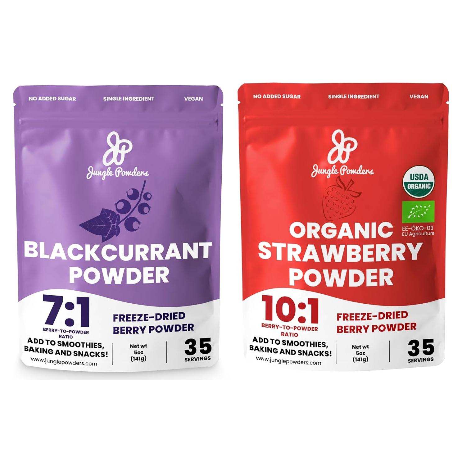 Paquete de Polvo de Grosella Negra y Fresa Orgánica 283g - Jungle Powders