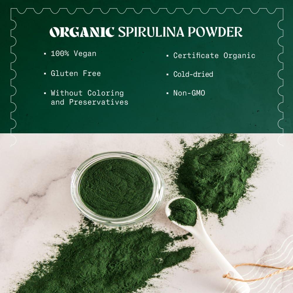 Polvo de Espirulina Orgánica NaturaleBio 227 g - Vegano y Puro