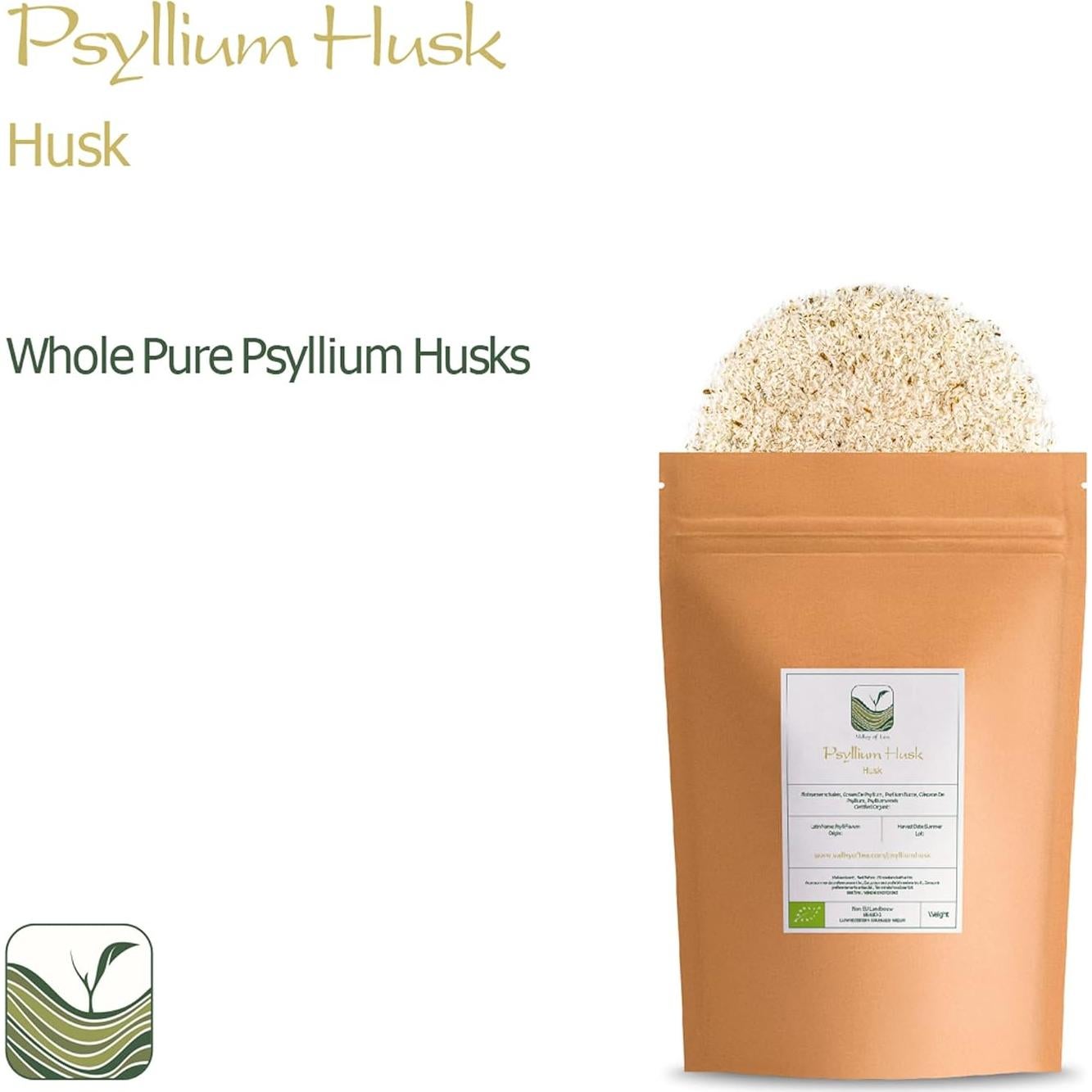 Polvo de cáscara de psyllium orgánico Valley of Tea 100g